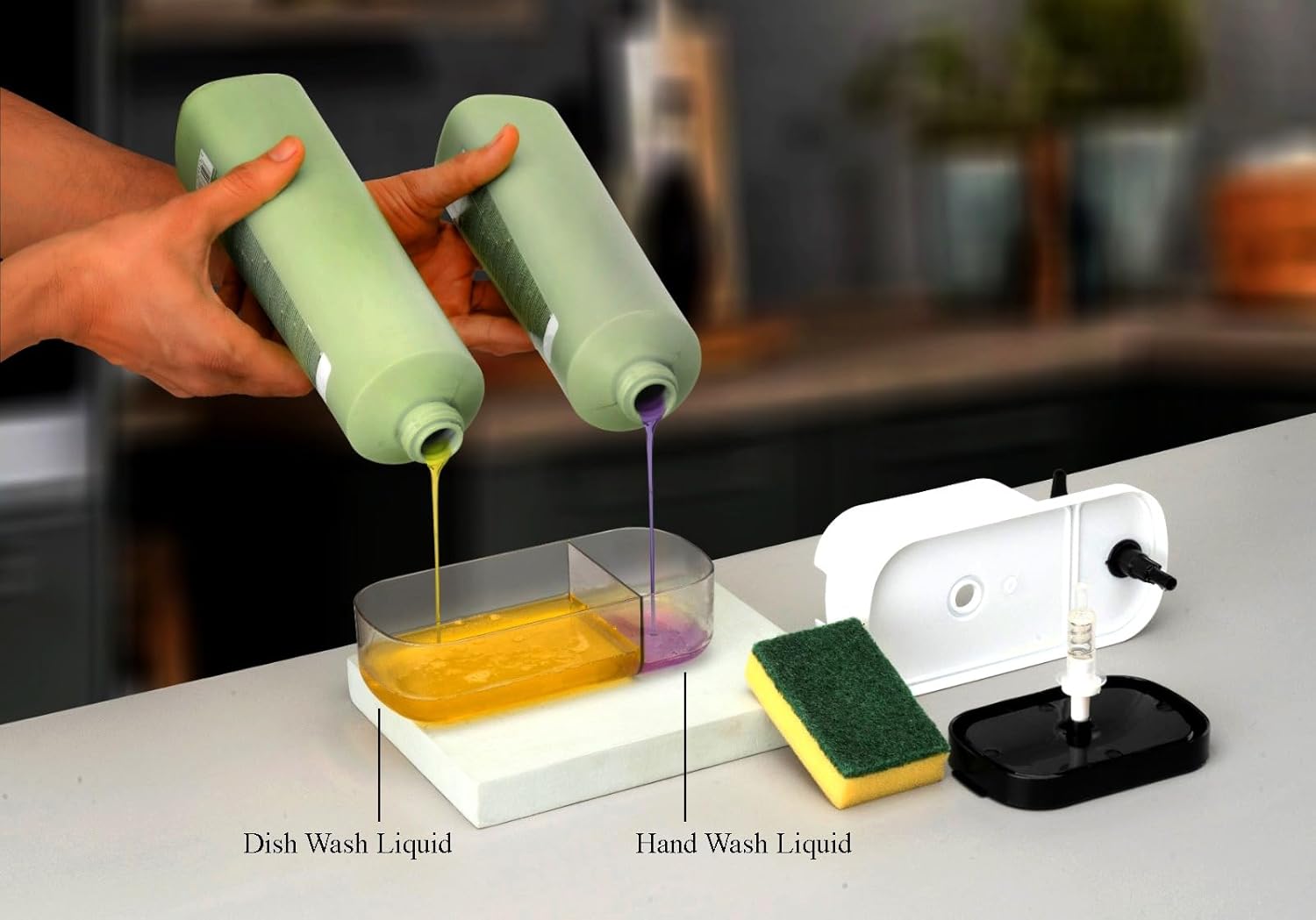 3 in 1 Dish Soap Liquid Dispenser Sponge Holder  (Purple)